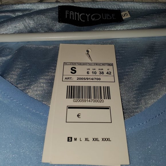 Small Light Blue Tunic Long Sleeve withSlits - Picture 4 of 4